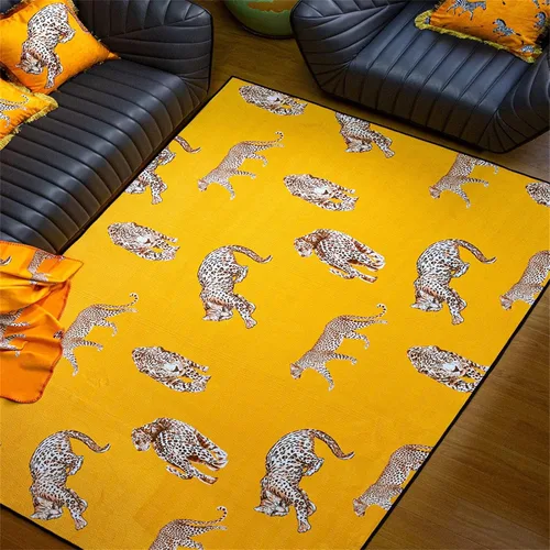 Miniatura 36 de Alfombra de área con estampado de leopardo, 3 x 5 pies, alfombra con estampado de guepardo africano majestuoso y vida silvestre, alfombra de pelo 15