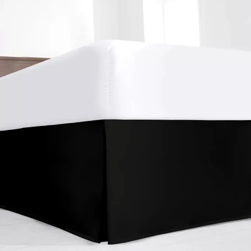 Miniatura 9 de Falda plisada de lujo para cama individual con esquinas divididas, caída a medida de 16 pulgadas, fácil ajuste, volantes plisados contra el polvo