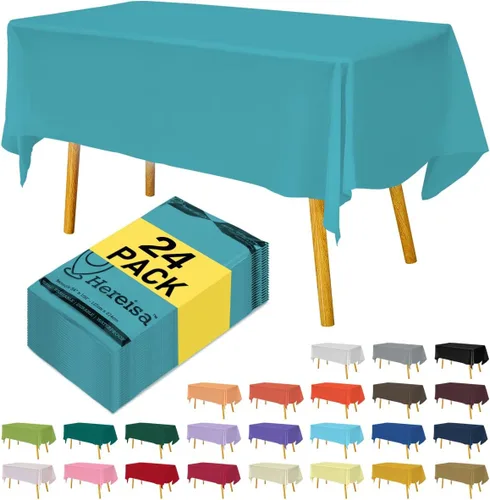 Miniatura 150 de Paquete de 3 manteles de plástico desechables de 54 x 108 pulgadas, manteles de color blanco hueso, manteles de fiesta nupcial para fiestas