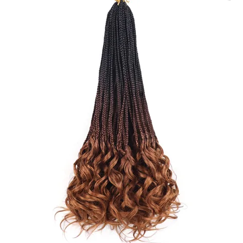 Miniatura 37 de Trenzas de ganchillo rizado francés T33, cabello pre-anillado 10 pulgadas, trenzas cortas rizadas francesas con extremos rizados, trenzas box