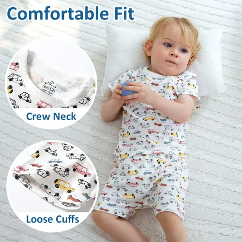 Miniatura 3 de Zanie Kids Pijama de algodón para bebé y niño para niña y niño, ropa de dormir de verano