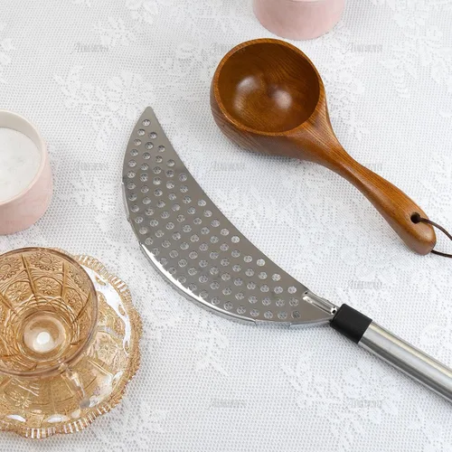 Miniatura 3 de AUEAR, Colador de pasta de mano de acero inoxidable para diferentes herramientas de cocina de olla y sartén (1 paquete, con asa)