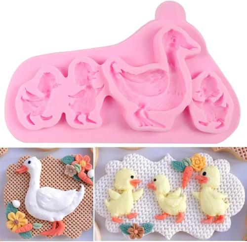 Miniatura 10 de Moldes de silicona para madre y bebé, molde de fondant de pato para decoración de tartas de temática de granja, decoración de cupcakes, caramelo