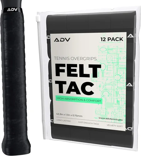 ADV Dry - Cinta de agarre para raqueta de tenis, paquete de 12 y 30 unidades, cinta de agarre para raqueta de tenis FeltTac, cinta de agarre ultra