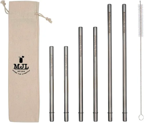 Miniatura 13 de Pajitas cortas y seguras de acero inoxidable para batidos, pajitas rectas reutilizables de metal para tarros de media pinta de masón, tazas de café