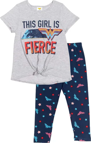Miniatura 2 de DC Comics Wonder Woman Crossover - Conjunto de 4 piezas de pantalones cortos y leggings mixtos