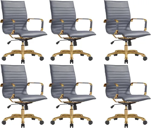 Miniatura 19 de LeisureMod Harris - Silla de oficina ejecutiva ergonómica moderna, silla de escritorio de piel con respaldo alto con altura ajustable, control