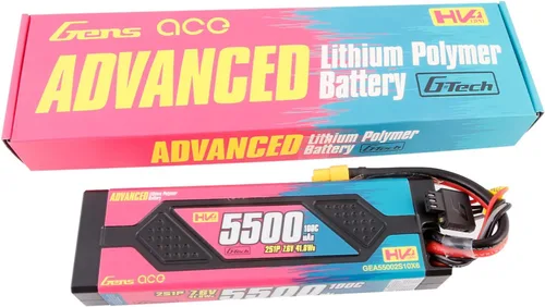 Miniatura 5 de Gens ace Advanced 5500mAh 7.6V 100C 2S1P Hardcase HV Lipo batería con chip G-Tech es más inteligente, segura y conveniente (2 piezas)