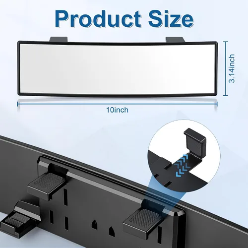 Miniatura 4 de SINGARO Espejos retrovisores interiores, accesorios universales de 10 pulgadas, gran angular para reducir el punto ciego de manera eficaz