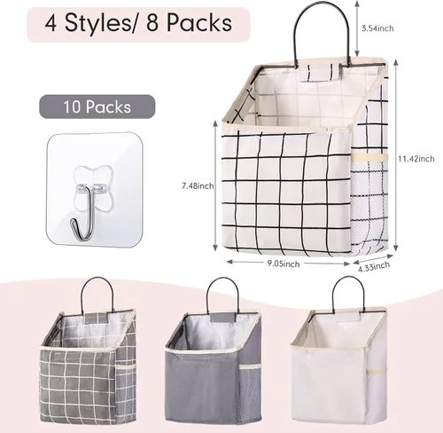 Miniatura 2 de Boao Paquete de 8 bolsas de almacenamiento para colgar en la pared, bolsas organizadoras de almacenamiento de pared con ganchos, cesta colgante