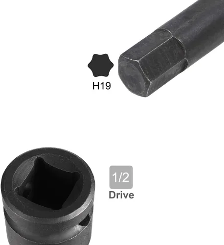 Miniatura 5 de uxcell 1/2" Drive x H19 (0.748 in) Dócalo de impacto de broca hexagonal, métrica de 3 pulgadas de longitud, uso de acero CR-MO con destornilladores