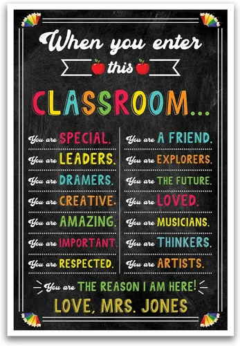 Miniatura 7 de Póster personalizado de reglas del aula, personalizado cuando entras en este aula, póster motivacional positivo inspirador para profesores, CRP001
