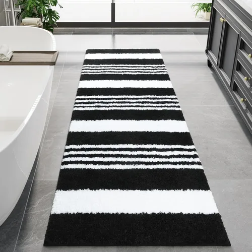 Miniatura 8 de LOCHAS Alfombras largas de baño, alfombra de baño grande de 24 x 70 pulgadas, antideslizante, absorbente, lavable, alfombra de baño de microfibra