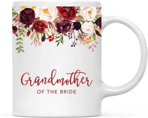 Miniatura 10 de Andaz Press Taza de té de cerámica para el día de la madre, regalo de 9.5 fl oz, otoño, marsala, flores burdeos, rosas, flores, tía, 1 paquete