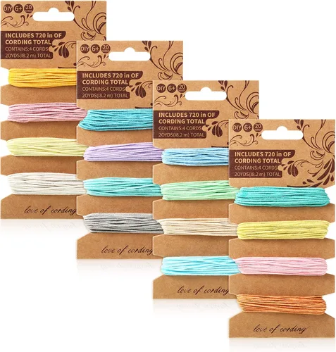 Shappy Cordón de hilo de 16 colores para hacer joyas, cuerda de lino multicolor, cuerda natural para pulseras hechas a mano, llaveros, accesorios de