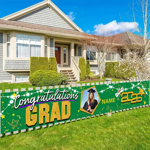 Miniatura 54 de Decoraciones personalizadas para fiestas de graduación 2026 – Cartel de felicitación de graduación grande – Cartel de fondo de graduación