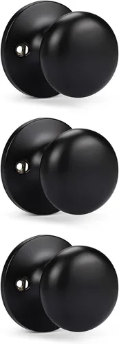 Miniatura 12 de KNOBWELL Paquete de 8 pomos de puerta de privacidad para baño y dormitorio, pomo de puerta negro mate con cerradura, cerradura de manija de puerta