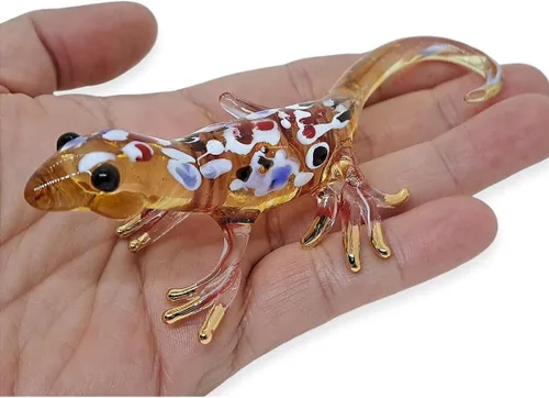 Miniatura 10 de Figura de vaca miniatura soplada a mano de vidrio soplado a mano de 2.5 pulgadas de alto, figura de granja de animales, decoración coleccionable