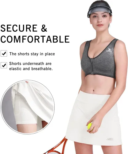 Miniatura 3 de Faldas de tenis para mujer, de cintura alta, atléticas, para entrenamiento, golf, con bolsillos, pantalones cortos integrados, faldas deportivas