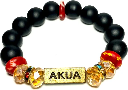 Miniatura 76 de Pulseras africanas tradicionales con nombre nacido en el día para mujeres de Ghana, materiales naturales, ajuste cómodo y holgado