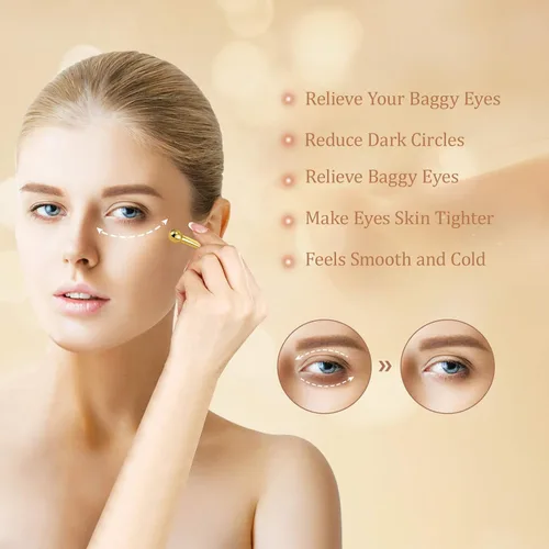 Miniatura 3 de Lisapack Paquete de 4 aplicadores de crema de ojos de metal, suero de ojos, masajeador de bolas para reducir el desinflador, masaje (plata y oro)