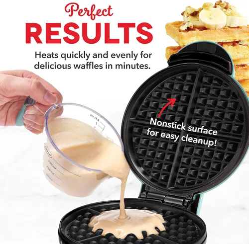 Miniatura 3 de DASH Máquina de gofres Express de 8" para gofres, paninis, hash browns + otros desayunos, almuerzos o aperitivos, con superficies de cocción