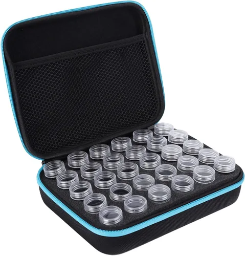 Miniatura 9 de AUNMAS Estuche de almacenamiento de pintura de diamante, contenedor a prueba de golpes de 30 rejillas, organizador de cuentas portátil para joyas