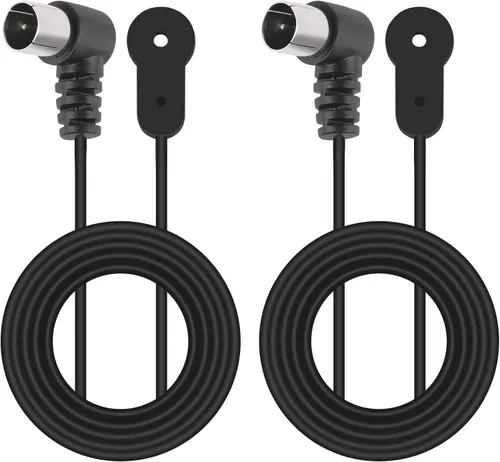Antena FM para receptor estéreo de interior, antena de radio FM 75 ohmios UNBAL Tipo F macho Cable coaxial Antena de alambre para la mayoría de la