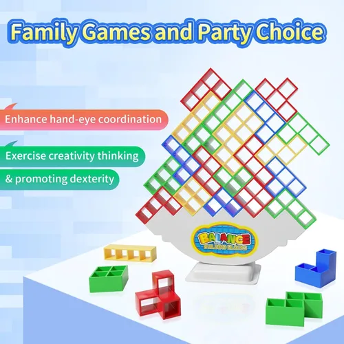 Miniatura 2 de Ziogogco 48 piezas de juguetes de juego, juego de bloques de equilibrio para apilar, perfecto para familia, fiestas, viajes, regalos para niños