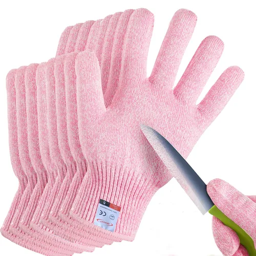 Miniatura 26 de Guantes resistentes a cortes, 4 pares de guantes resistentes a cortes de grado alimenticio, guantes de corte para cocina, pelado de ostras, Gris