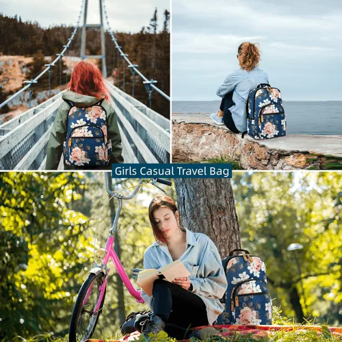 Miniatura 96 de Leaper Mochila para laptop para mujer: linda mochila floral para escuela, universidad, viajes, trabajo, mochila ligera para niños, Negro margarita