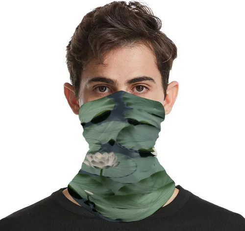 Miniatura 4 de Black Lily Pads - Polaina para el cuello para hombres y mujeres, protección solar UPF 50+, pasamontañas, máscara facial que absorbe la humedad