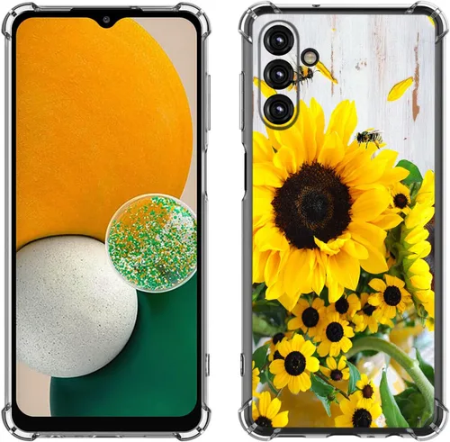 Miniatura 31 de Samsung Galaxy A14 5G - Funda para teléfono celular, diseño de flores de mariposa azul, a prueba de golpes, TPU con bordes elevados, compatible