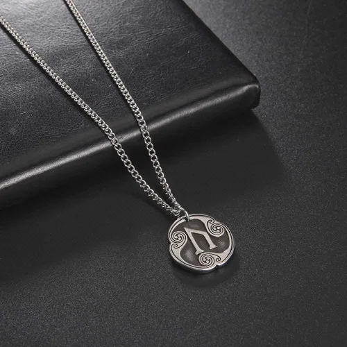 Miniatura 5 de TEAMER Collar con colgante de amuleto de acero inoxidable de 24 runas de los vikingos nórdicos, joyería con símbolo de la suerte y la bendición