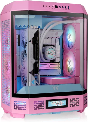 Thermaltake Torre 600 Rosa Burbuja, torre media; 2x140mm ventiladores CT incluidos; soporte para radiador de 420mm; espacio para GPU de 400mm;