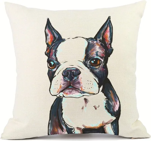 Miniatura 8 de Fundas de almohada con diseño de perro. fundas de cojín de algodón y lino para decorar hogares sofá de 18 x 18 pulgadas Pit Bull-m