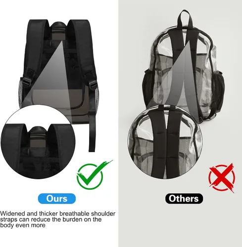 Miniatura 6 de Mochila transparente resistente Mochila transparente para trabajo de viaje de seguridad (negro)