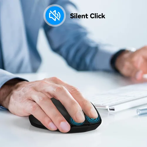 Miniatura 5 de TECKNET Ratón Bluetooth de 3 dispositivos, mouse inalámbrico silencioso con DPI de 6 niveles hasta 4800, batería de 2 años, 6 botones para amplia