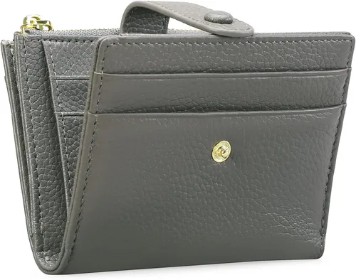 Miniatura 8 de FALAN MULE - Carteras pequeñas para mujer con bloqueo RFID, piel auténtica, cartera plegable delgada con cremallera y monedero para monedas