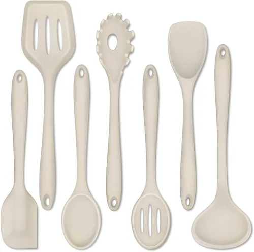 P&P CHEF Juego de 7 utensilios de cocina de silicona, a prueba de calor, para utensilios de cocina antiadherentes, espátula antiadherente, espátula