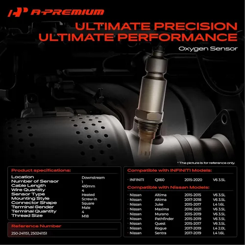 Miniatura 2 de A-Premium Sensor de oxígeno Downstream O2 compatible con Nissan Altima 2015 2017-2018, Rogue 2017-2019, Sentra 2017-2019, Murano 2015-2019