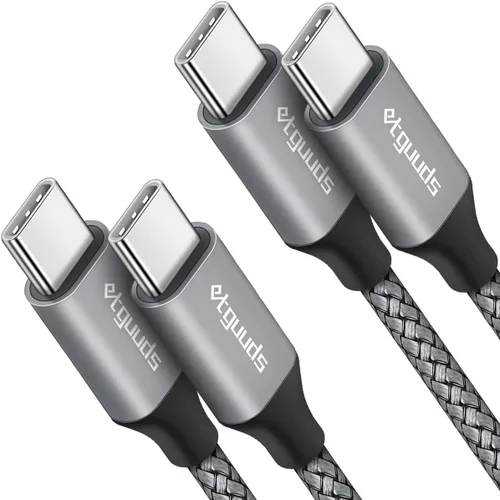 Miniatura 9 de etguuds Cable USB C a USB C blanco de 1 pie, paquete de 2 cables USBC a USBC de 60 W, cable de carga tipo C a C, cable de carga rápida para iPhone