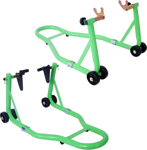 Miniatura 12 de Soporte para rueda delantera y trasera de motocicleta (850 lb), soporte de elevación de brazo oscilante, color negro, U+L