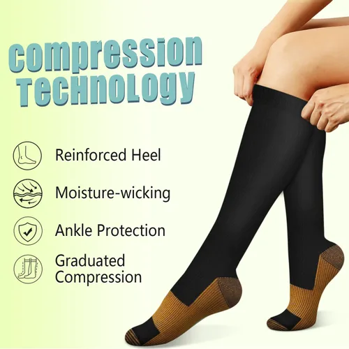 Miniatura 5 de Iseasoo - Calcetines de compresión, de cobre, para mejorar la circulación, correr, hacer senderismo y ciclismo, 15-20 mmHg, para hombre y mujer