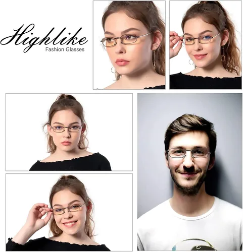 Miniatura 4 de HIGHLIKE Hard Cases Folding Reading Glasses, Pocket Wallet Purse Compact Spring Hinge Readers, Transparent Clear Lens Paquete de 3: 3 plomizos