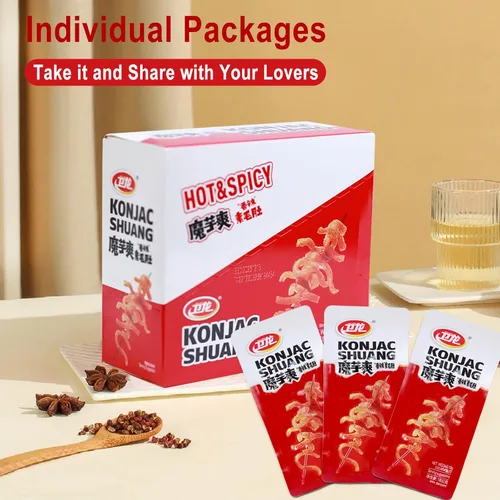 Miniatura 4 de WeiLong Konjac Snack, tiras calientes picantes, aperitivos picantes Latiao La tiao, aperitivos chinos Moyushuang, sabor picante, (), 0.63 oz* 20