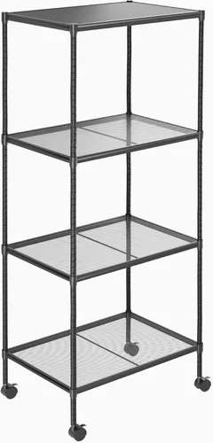 Miniatura 9 de OVICAR Estante de almacenamiento con ruedas – Estantería ajustable de alambre de malla de 5 niveles, estante de almacenamiento de metal para cocina