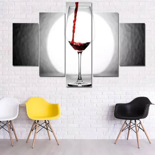 Miniatura 35 de TUMOVO - 5 cuadros de vino tinto con impresión de alta definición sobre lienzo.