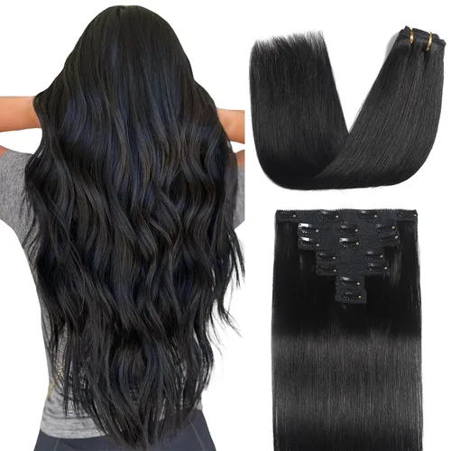 Miniatura 8 de Sisily - Extensiones de cabello con clip de cabello humano real, 30 cm 70 g, balayage de marrón chocolate a rubio, 100% cabello humano Remy