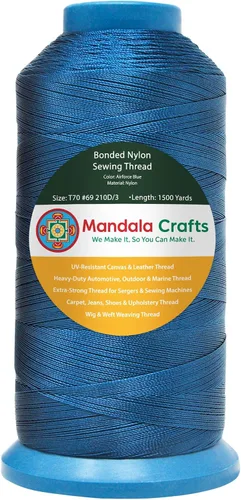 Miniatura 57 de Mandala Crafts - Hilo de nailon para coser cuero, tapicería, mezclilla y para trenzar el pelo; resistente, 1500 yardas, tamaño 69 T70 Marrón